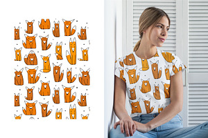 Funny Foxes, Seamless Pattern