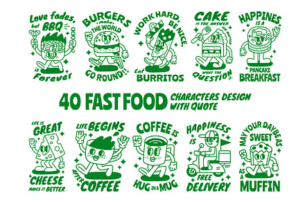 40 Fast Food Characters Design