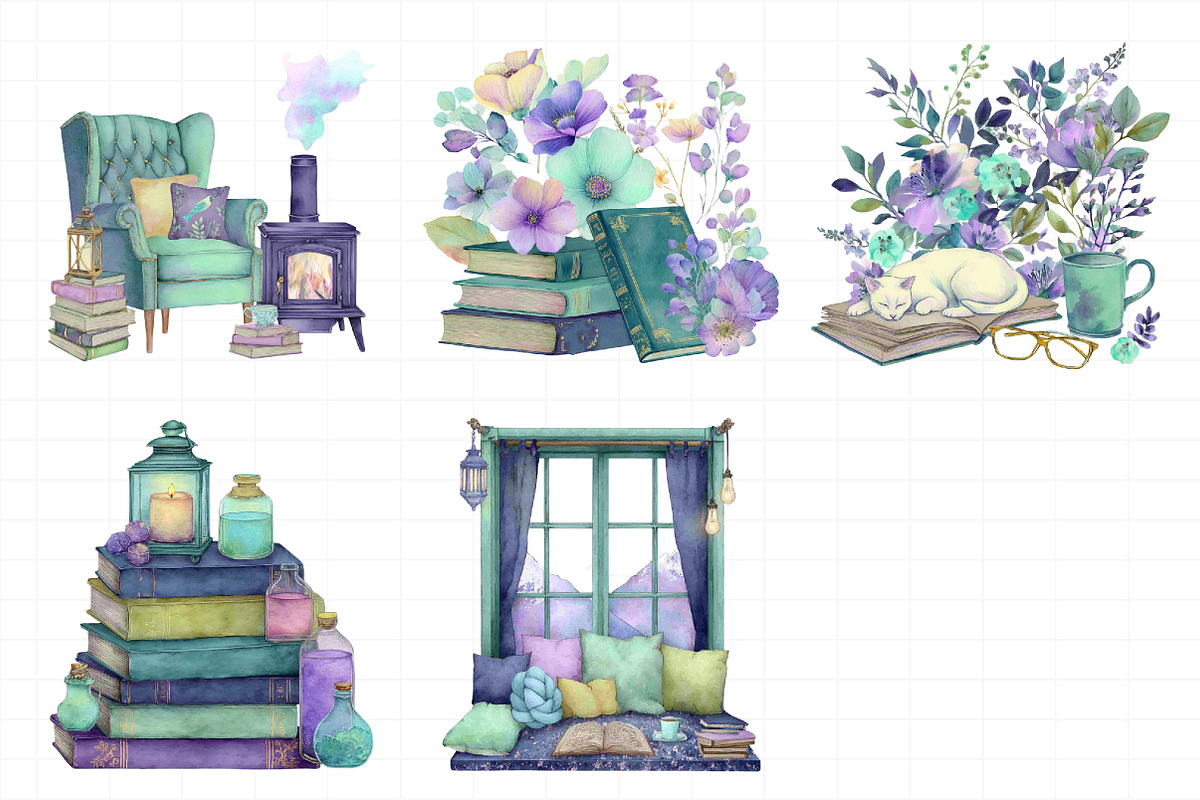 Literary Living Clipart Bundle, an Illustration by Daily.Designs (Photo 8 of 8)