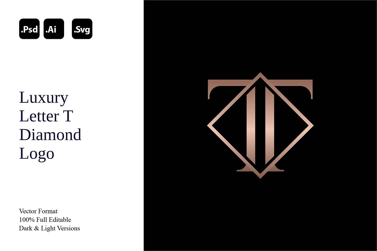 Luxury Letter T Diamond Logo, a Branding & Logo Template by Luxury Logos (Photo 1 of 4)