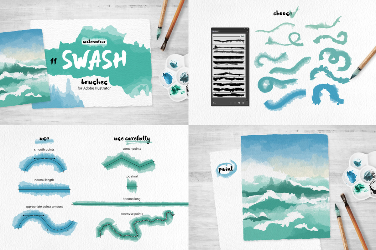 90 Watercolor Brushes BUNDLE preview 5