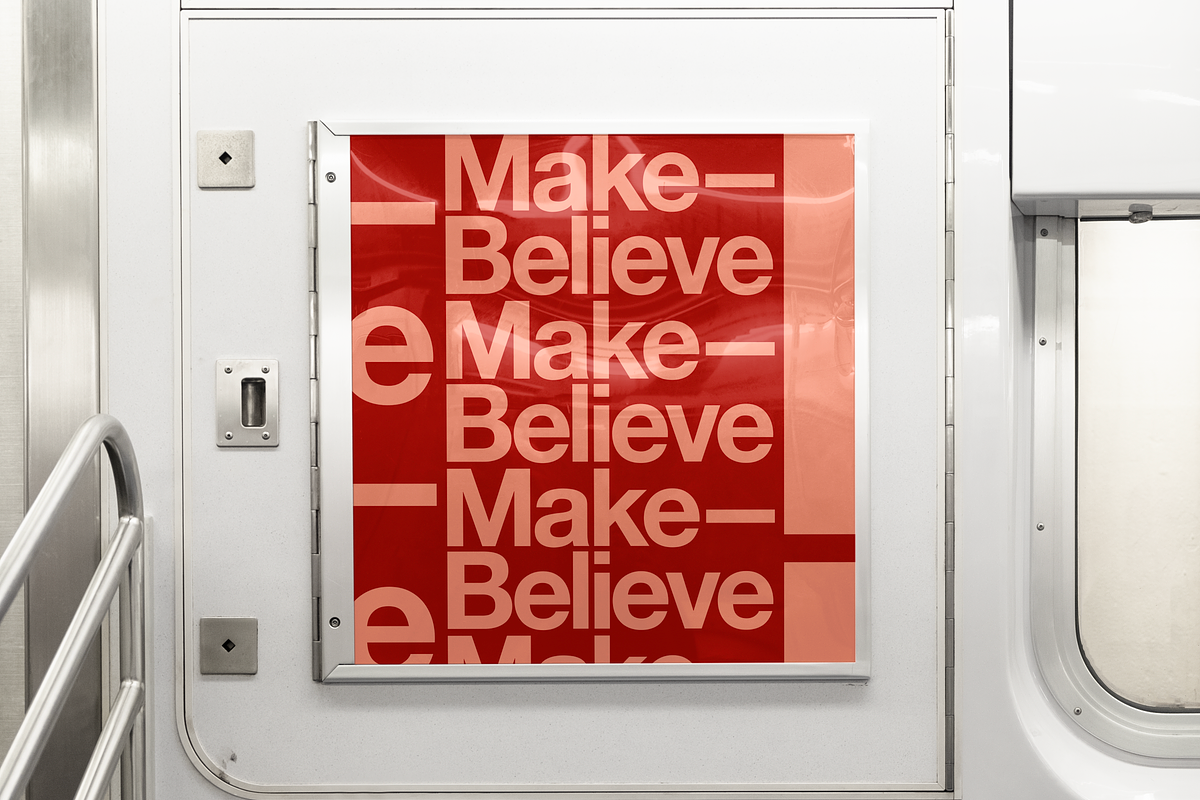 Square subway / train ad mockup, a Print Template by MakeBelieve