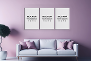 3 Poster Wall Art Mockup, a Print Template by Ali's Designs (Thumbnail 1 of 3)