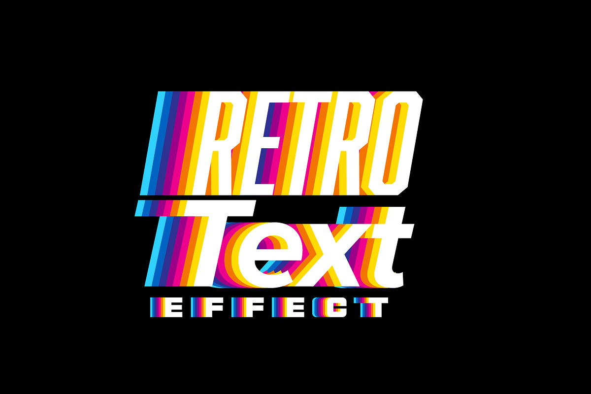Retro sporty rainbow text style, a Layer Style Add-On by Orson