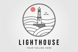 lighthouse beacon tower outline logo, an Object Graphic by Rizkaarishandy_shop