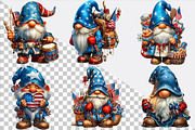 Watercolor 4th Of July Gnomes Clipar, an Illustration by SVGArt (Thumbnail 4 of 9)