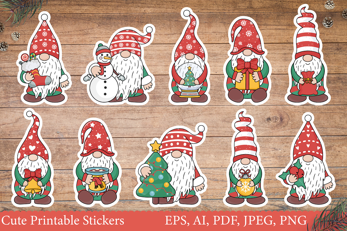 Christmas gnome stickers, a Person Illustration by Mary-Mihh (Photo 1 of 3)