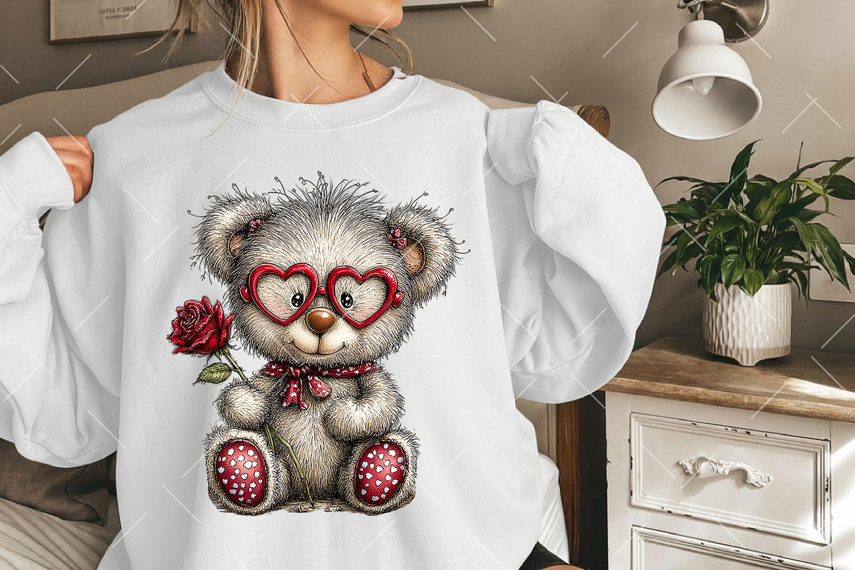 Whimsical Valentine Teddy Bear Clipa, an Illustration by OK Design (Photo 6 of 6)