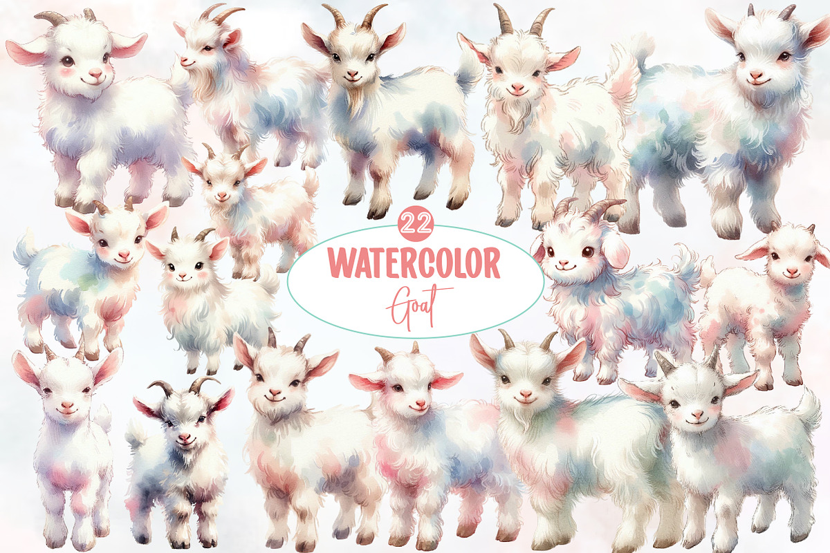 Watercolor Goat clipart, an Illustration by Designworld (Photo 1 of 6)