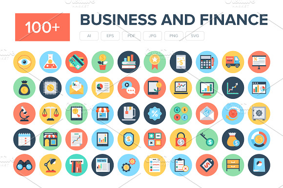 100 Flat Business And Finance Icons