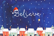 Watercolor Christmas Card Clipart, a Background Graphic by RhianAwni (Thumbnail 6 of 10)