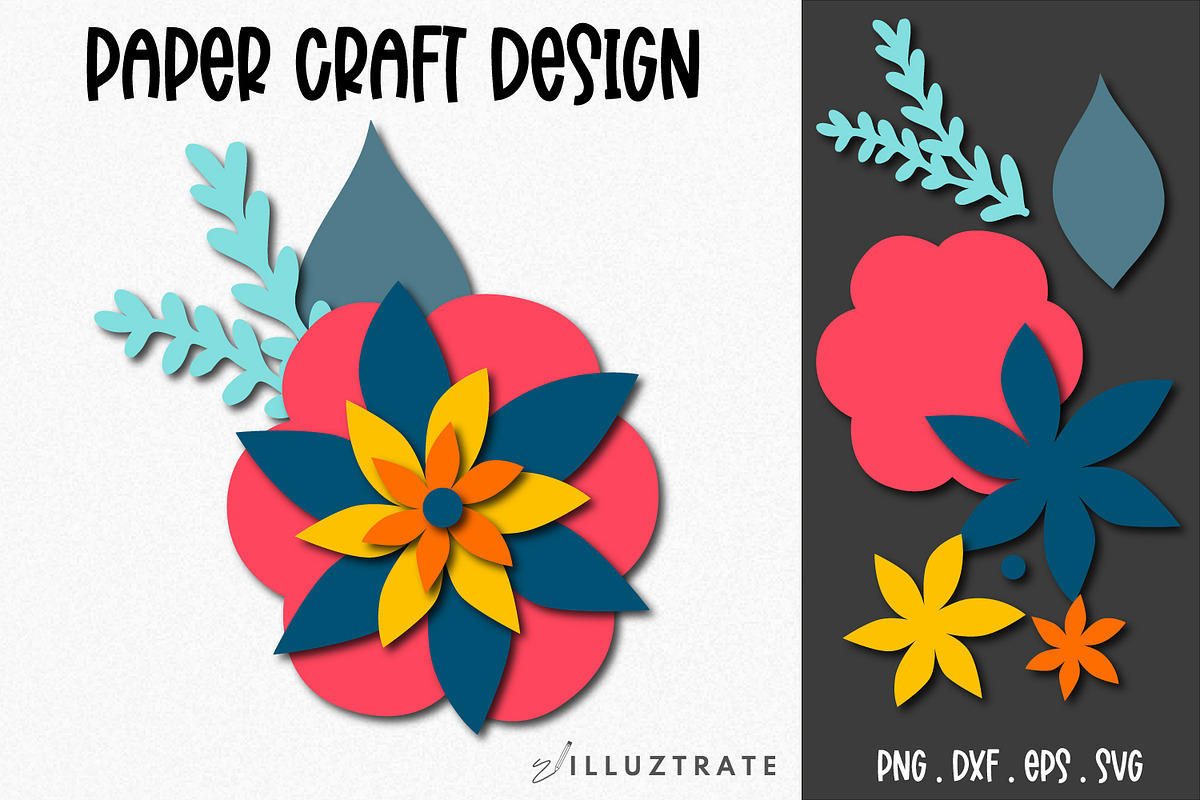 Paper Flower SVG Cut File Bundle, a Decorative Illustration by illuztrate (Photo 6 of 16)