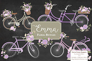 Lavender Floral Bicycles Clipart, an Illustration by Amanda Ilkov (Thumbnail 2 of 5)