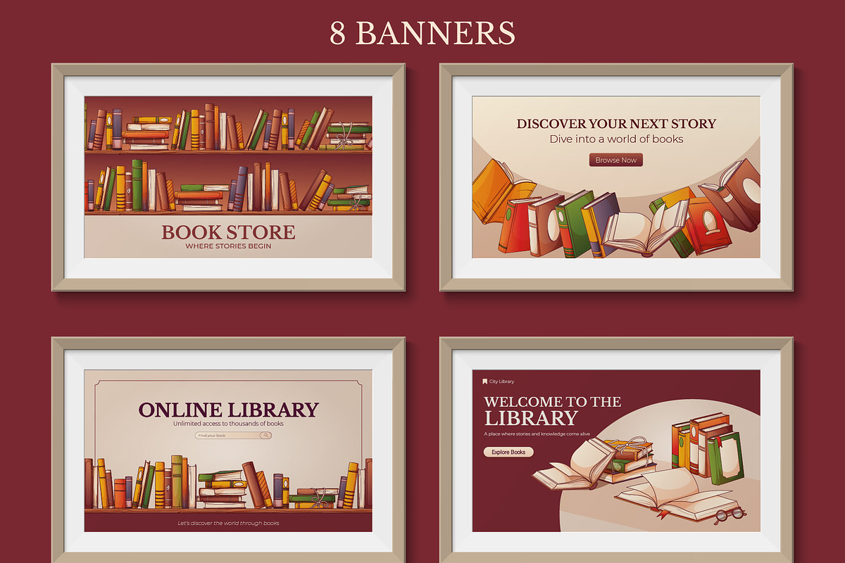 Book & Library Template Kit, a Poster Template by Bloom Art (Photo 7 of 10)