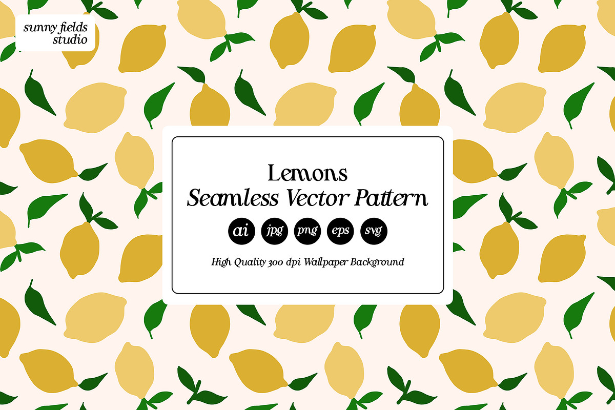 Lemon Seamless Vector Pattern, a Pattern Graphic by Sunny Fields Studio (Photo 1 of 10)