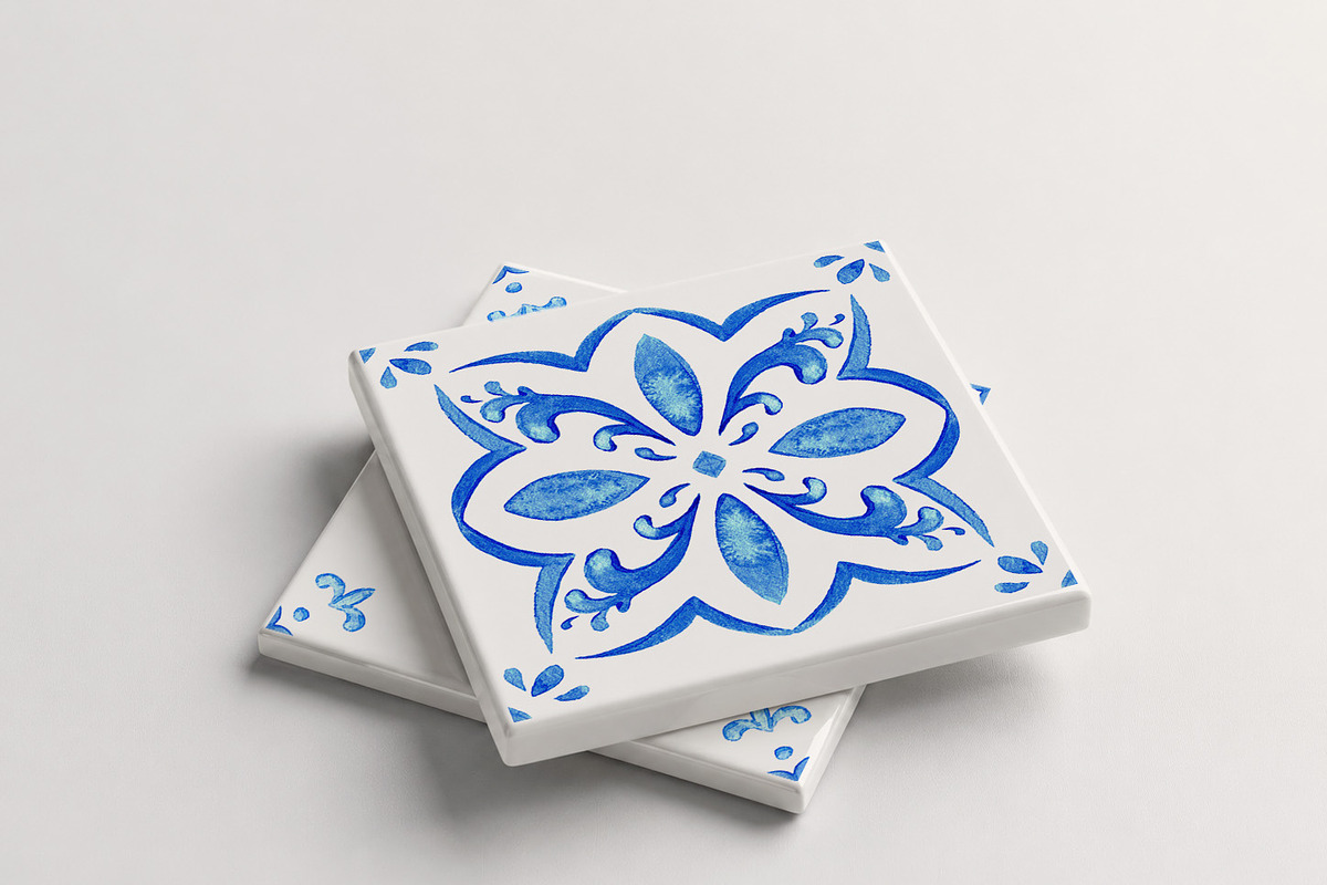 Azulejo Azure. Watercolor collection, a Decorative Illustration by Liliia Polos Illustration (Photo 2 of 11)