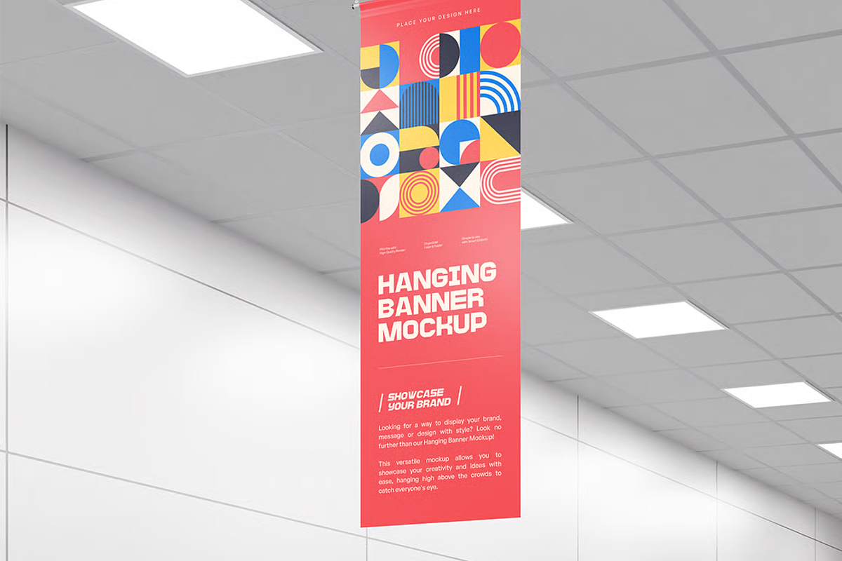 Banner Mockup - Hanging Ceiling View, a Mockup by graphicsauce (Photo 3 of 4)