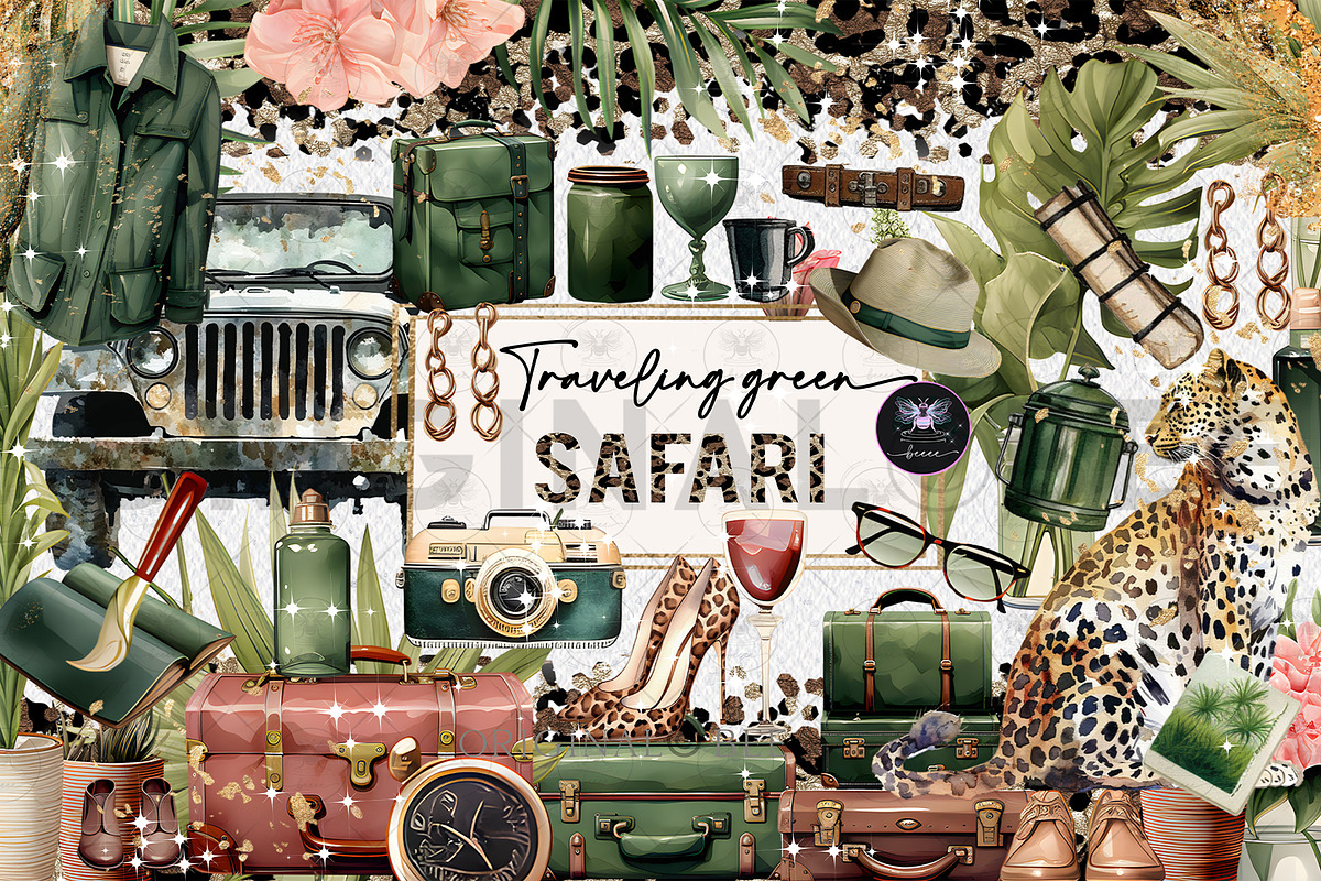 Safari Travel Green Clipart, an Illustration by BigCakeBee (Photo 1 of 4)