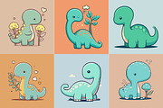 Cute cartoon dinosaur with leaves, an Animal Illustration by Zoya Miller (Thumbnail 3 of 3)