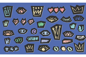 Hand-drawn heart with crown and