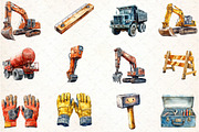 Cute Construction Watercolor Clipart, an Illustration by DreamCafeArt (Thumbnail 5 of 5)