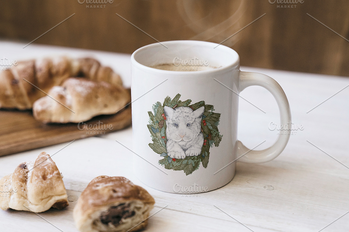 Tiger Christmas Wreath Watercolour, an Illustration by PawGraphic (Photo 7 of 12)