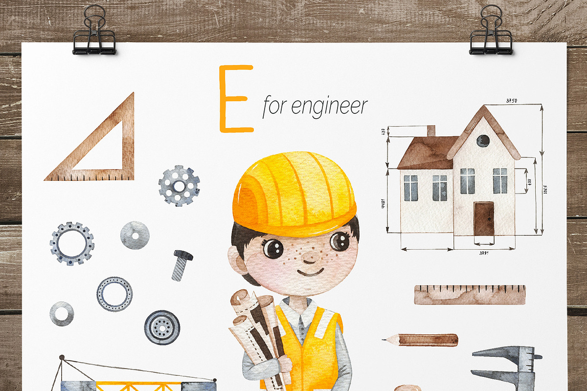 Cute Alphabet Professions. Part 1, an Object Graphic by Kate_Rina (Photo 8 of 21)