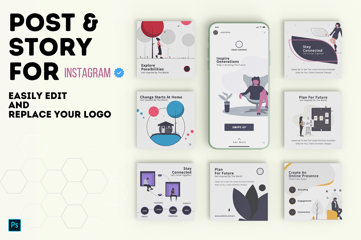 Instagram Minimal Kit, a Social Media Template by Kay Designs (Photo 2 of 4)