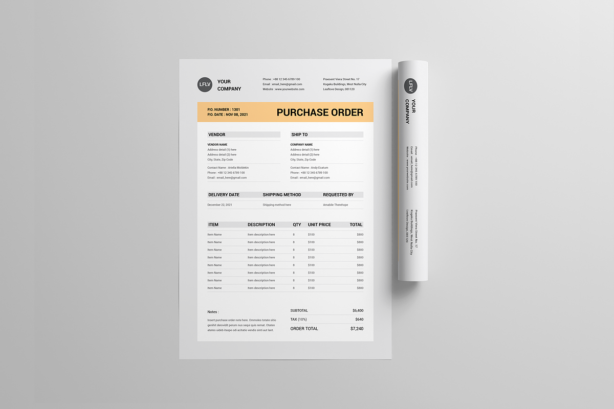 Purchase Order | MS Word & Indesign, a Stationery Template by Leaflove
