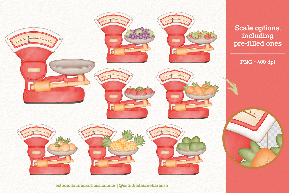 Fruits and Vegetables - Cliparts Set, an Illustration by Estudio Daiane Barbosa (Photo 5 of 10)