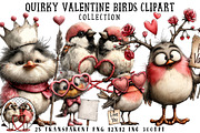 Quirky Valentine Birds Clipart, an Illustration by OK Design (Thumbnail 1 of 6)