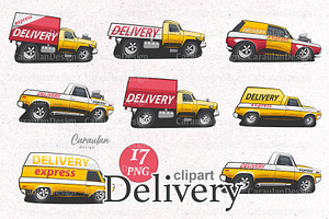 Delivery Vehicles Clipart, a Transportation Illustration by Serghei Caraulan