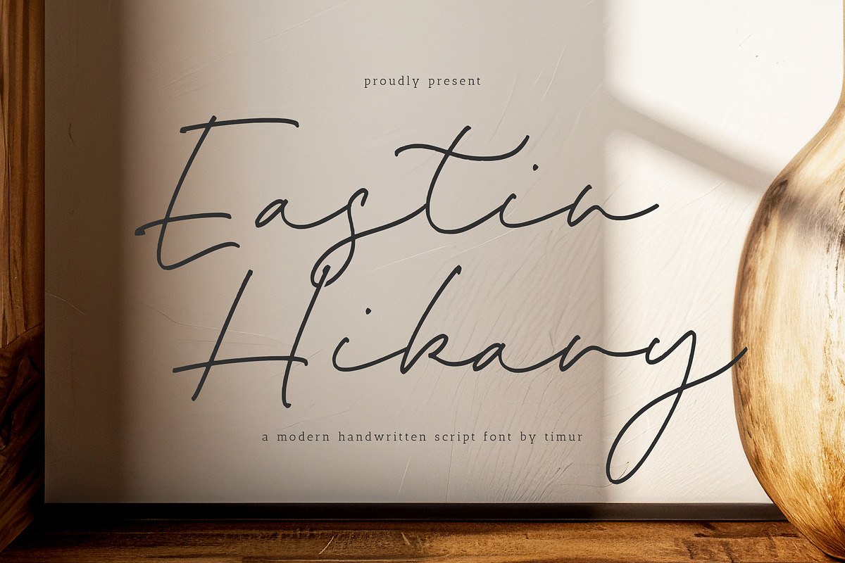 Eastin Hikary Font, a Script Font by Timurtype (Photo 1 of 7)