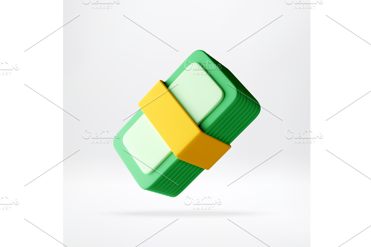 3d Stack of green paper currency, a Finance Illustration by Abscent