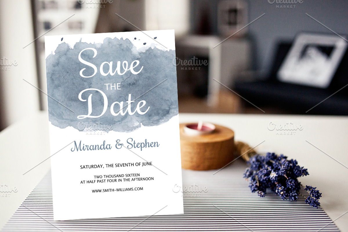 Watercolor Wedding Invitations, a Card Template by SwitzerShop (Photo 1 of 2)