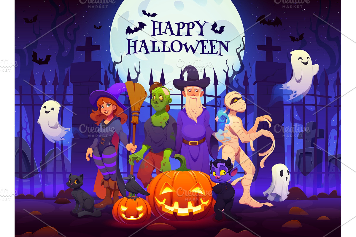 Happy Halloween holiday characters, a Seasonal Illustration by Seavector Studio (Photo 3 of 3)