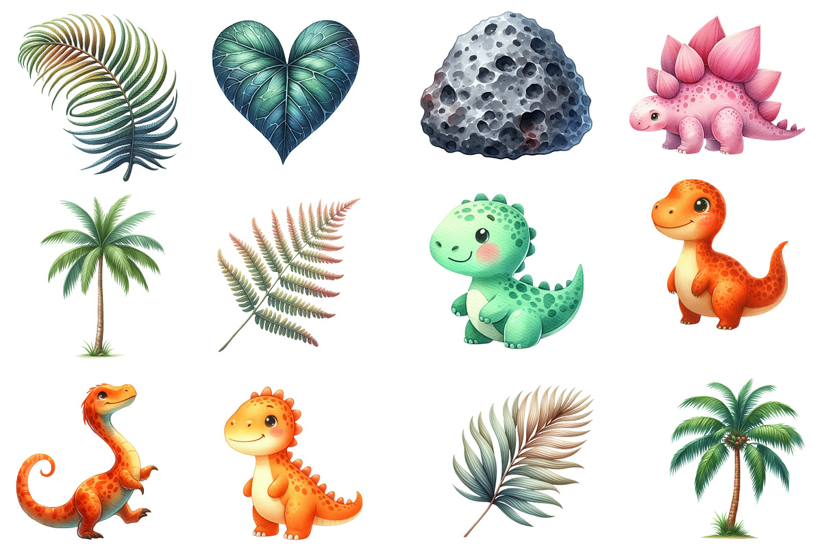 watercolor Dinosaur clipart, an Illustration by Designworld (Photo 2 of 5)
