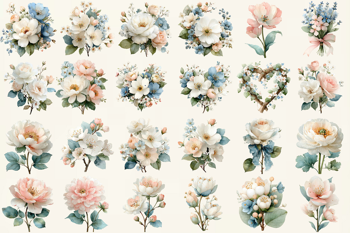 Romance Floral, Watercolor clipart, an Illustration by DreamCafeArt (Photo 2 of 6)
