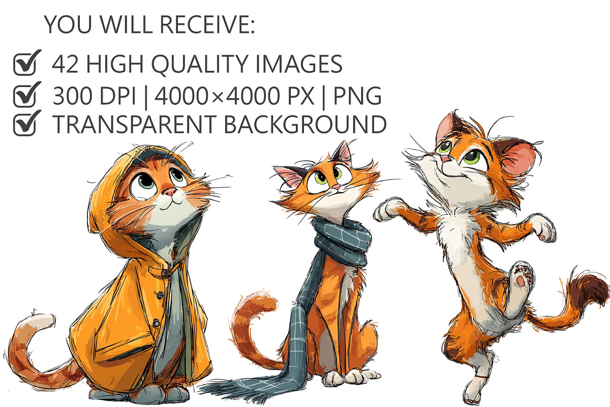 Quirky Cat Clipart, an Illustration by Pixels.Craft (Photo 3 of 5)