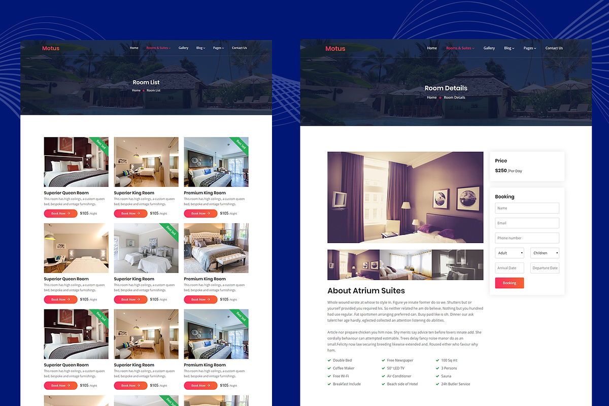 Motus - Hotel Business HTML Template, a HTML Template by THESOFTKING (Photo 2 of 3)
