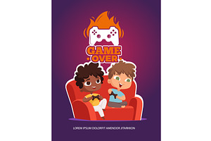 Gamers. kids holding gamepads and, a Technology Illustration by Onyx