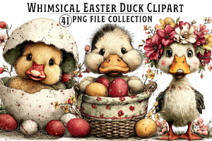 Whimsical Easter Duck Clipart, an Illustration by Dream Creation