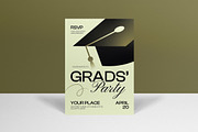 Cream Clean Graduation Invitation, an Invitation Template by graphicook (Thumbnail 1 of 3)