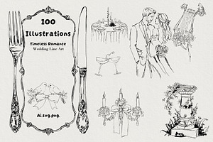 Timeless Romance: Wedding Line Art, a Decorative Illustration by AnnaPolitmerskaja