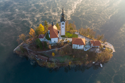 Lake Bled on an autumn morning, a Nature Photo by Dreamy Pixel