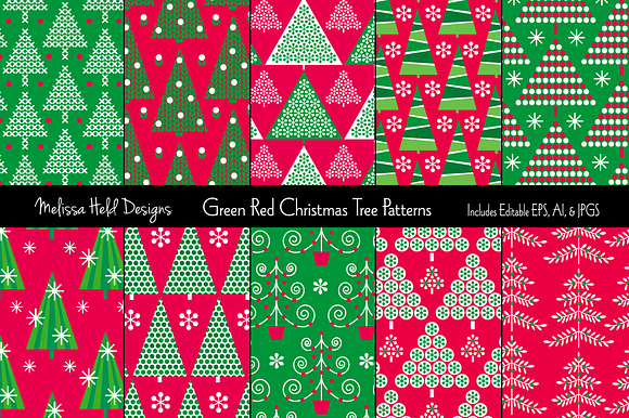 Green & Red Christmas Tree Patterns preview 5