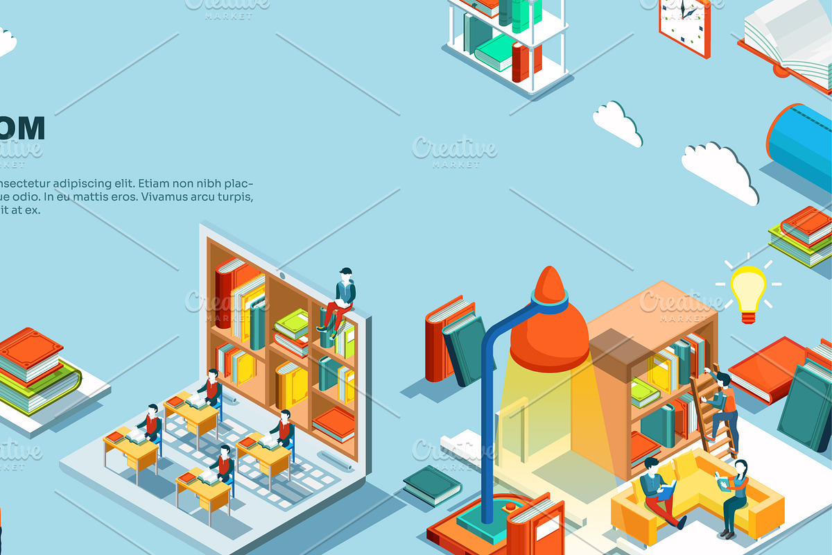 Virtual classroom education concept, an Education Illustration by Yayasya (Photo 3 of 3)