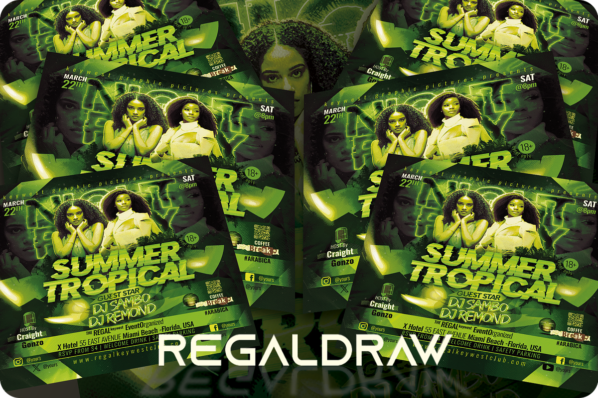 Summer Tropical Night Party Flyer, a Flyer Template by regalDRAW (Photo 3 of 3)