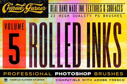 ROLLED INKS Brushes - Photoshop, a Brush Add-On by Conrad Garner Studios