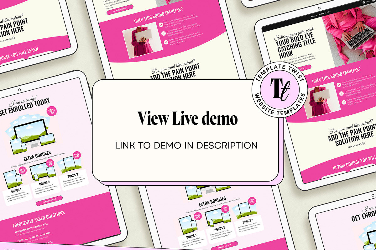 Pink Feminine Faceless Sales Page, a Wix Template by Template Twist Shop (Photo 3 of 10)
